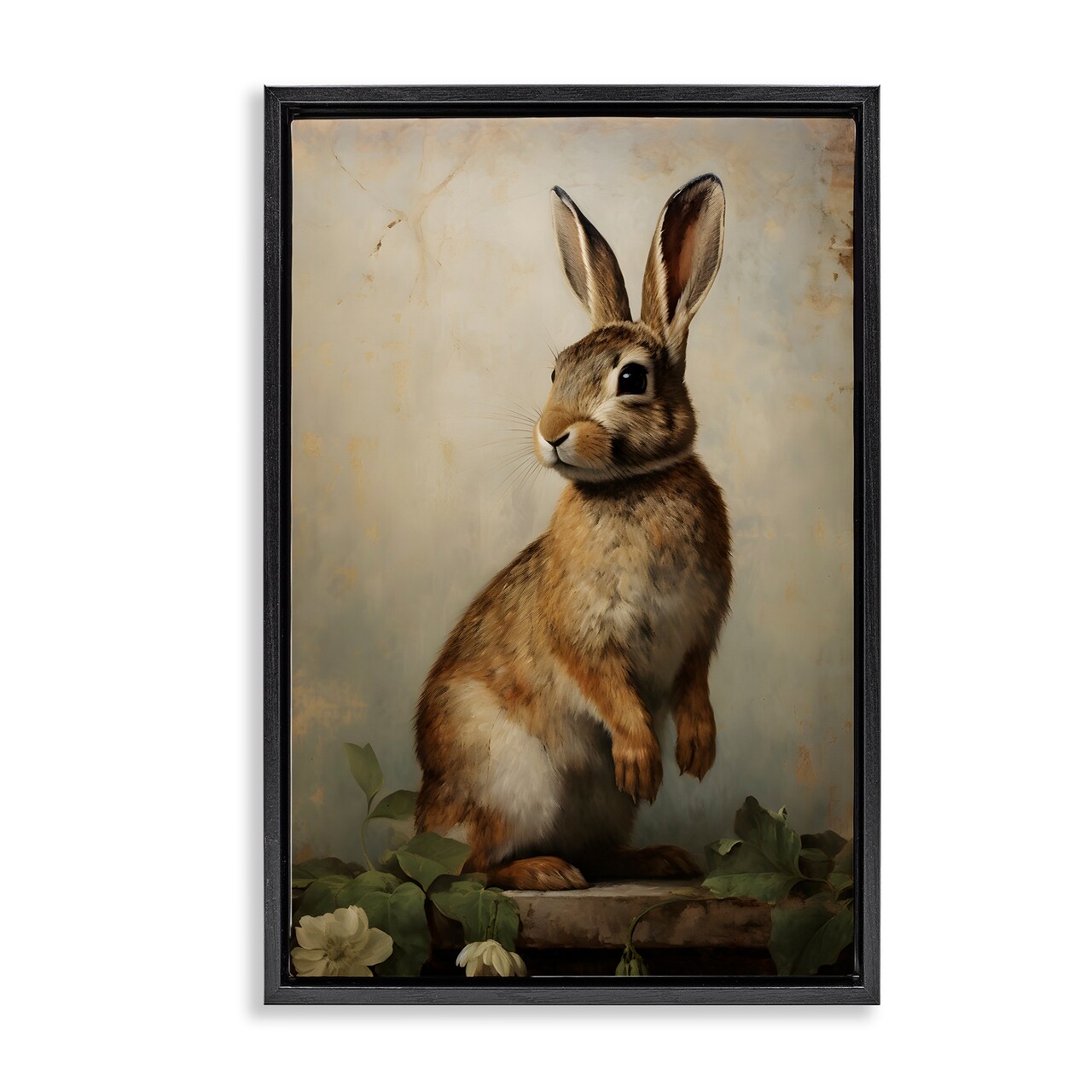 Stupell Industries Dark Rabbit Portrait Floating Frame Design By Petal Prints Design